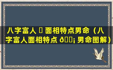 八字富人 ☘ 面相特点男命（八字富人面相特点 🐡 男命图解）